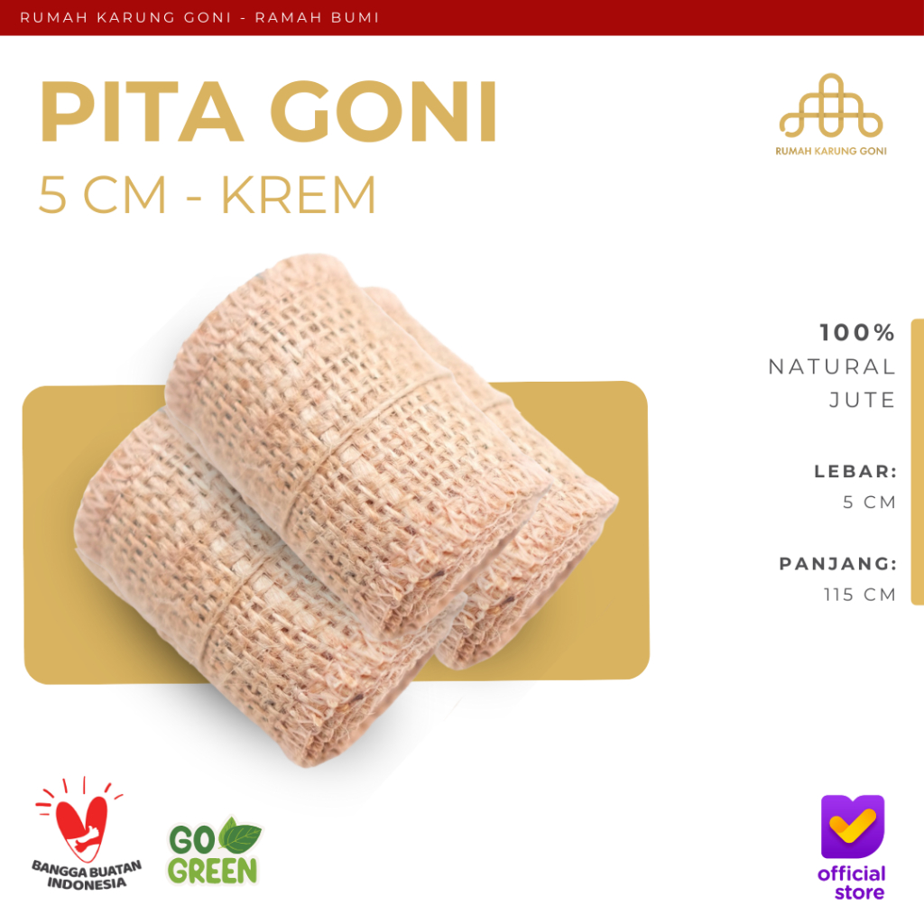Pita Goni Obras Krem 5 x 115 CM Roll - Pita Hampers - Pita Dekorasi - Pita Souvenir - Pita Aksesoris