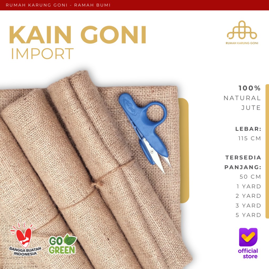Kain Goni Import P 1 Yard x L 115 cm - Bahan Goni - Karung Goni - DIY Souvenir - Hessian Burlap