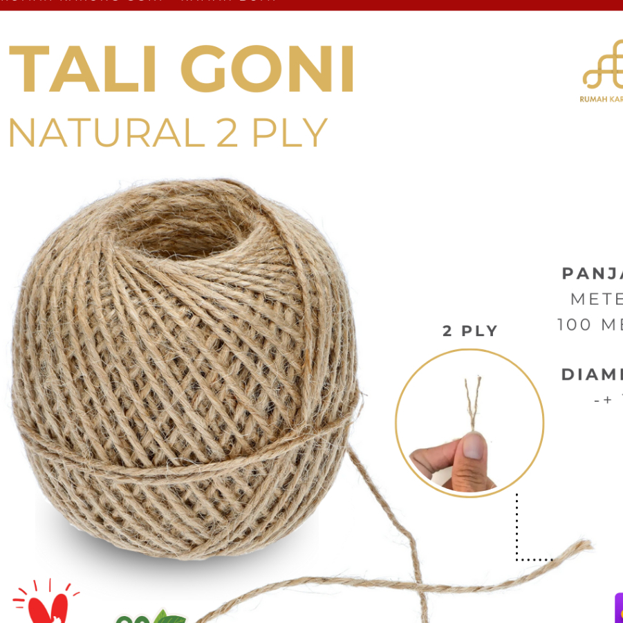 Tali Rami Tali Goni 2ply 1mm 100 Meter - Tali Karung Rami