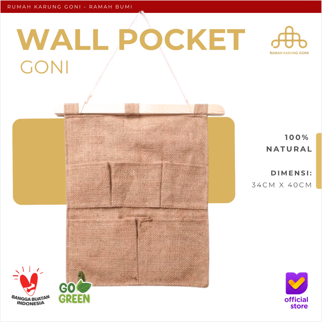 Pajangan Dinding Aesthetic Wall Pocket Goni 5 Saku Dekorasi Dinding Storage Bag Organizer Pouch Gantung Rustic Style Hanger