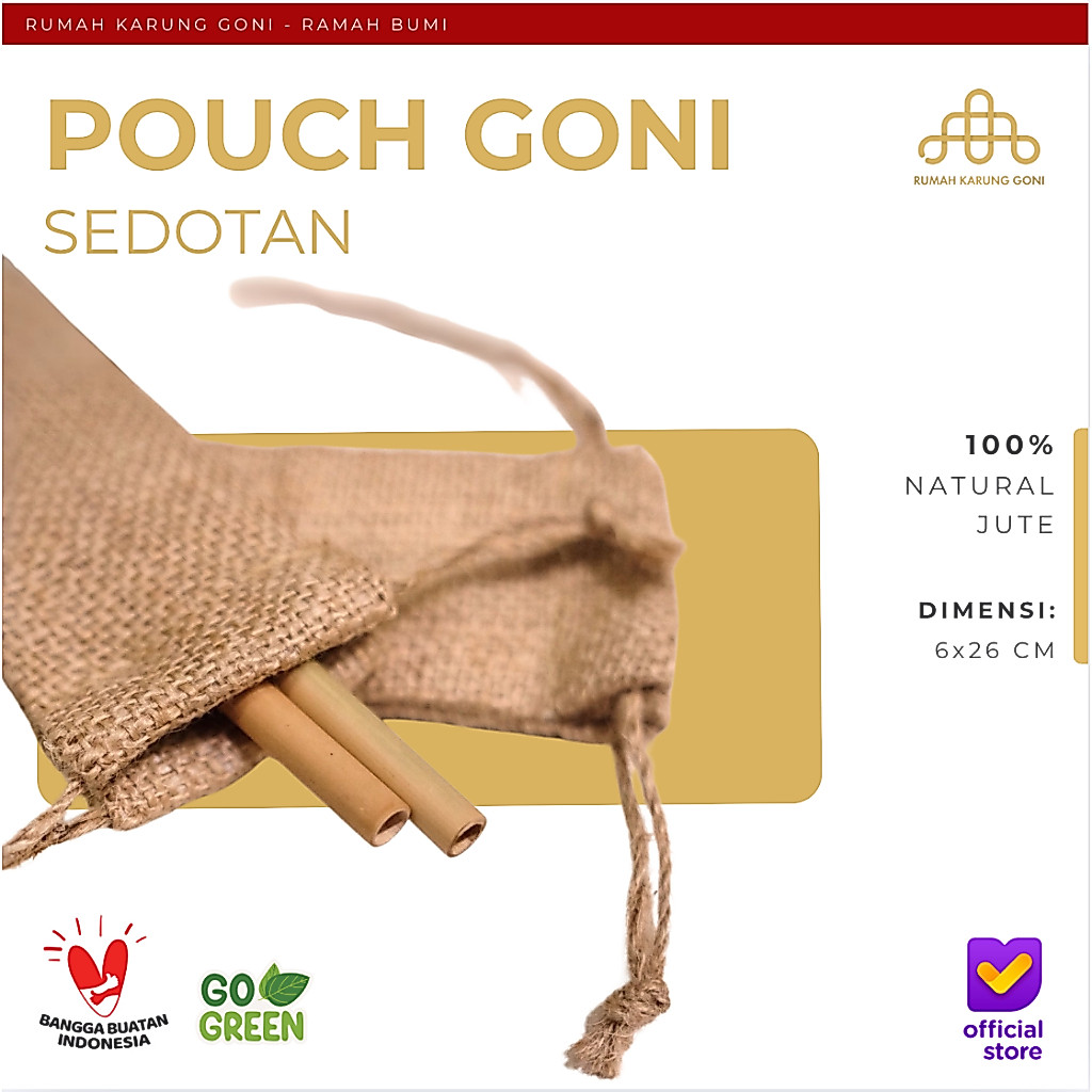 Pouch Sedotan Kayu  6x26cm Pouch Alat makan Stainless - Kantung Sedotan - Wadah Goni Panjang