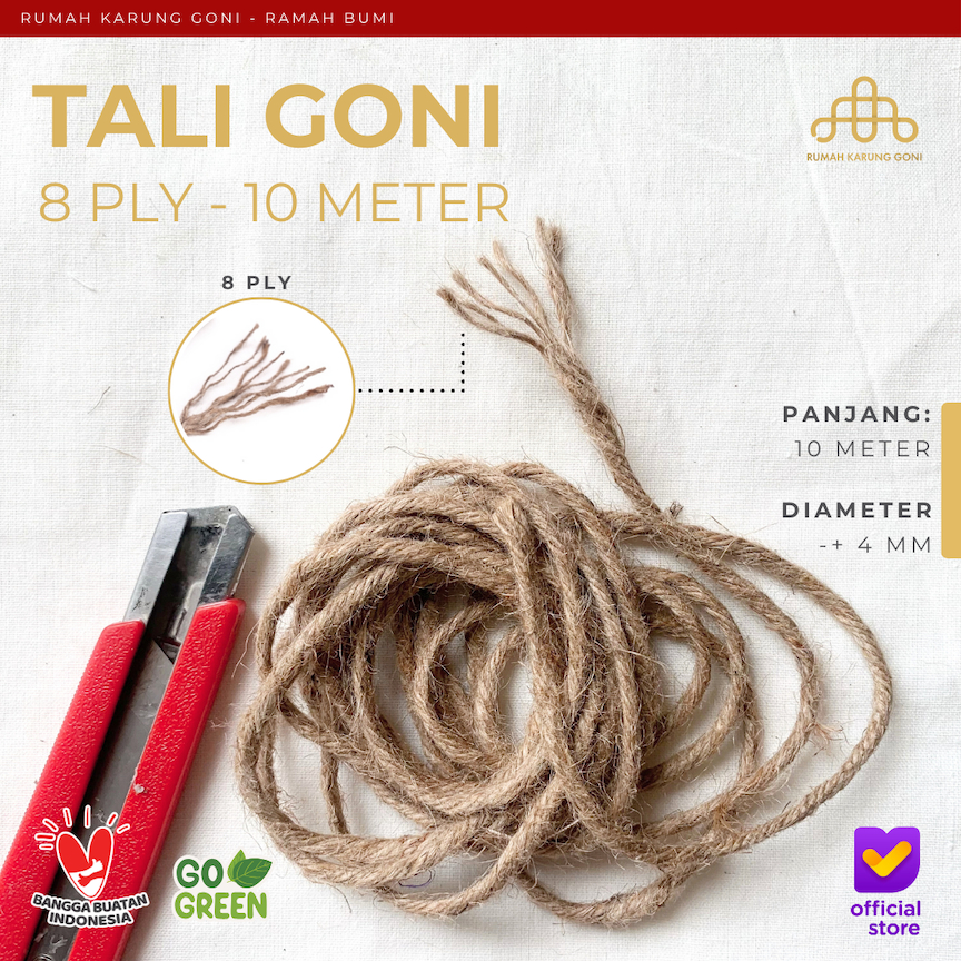 TALI GONI SEDANG 10 METER 8 PLY - TALI RAMI - JUTE ROPE