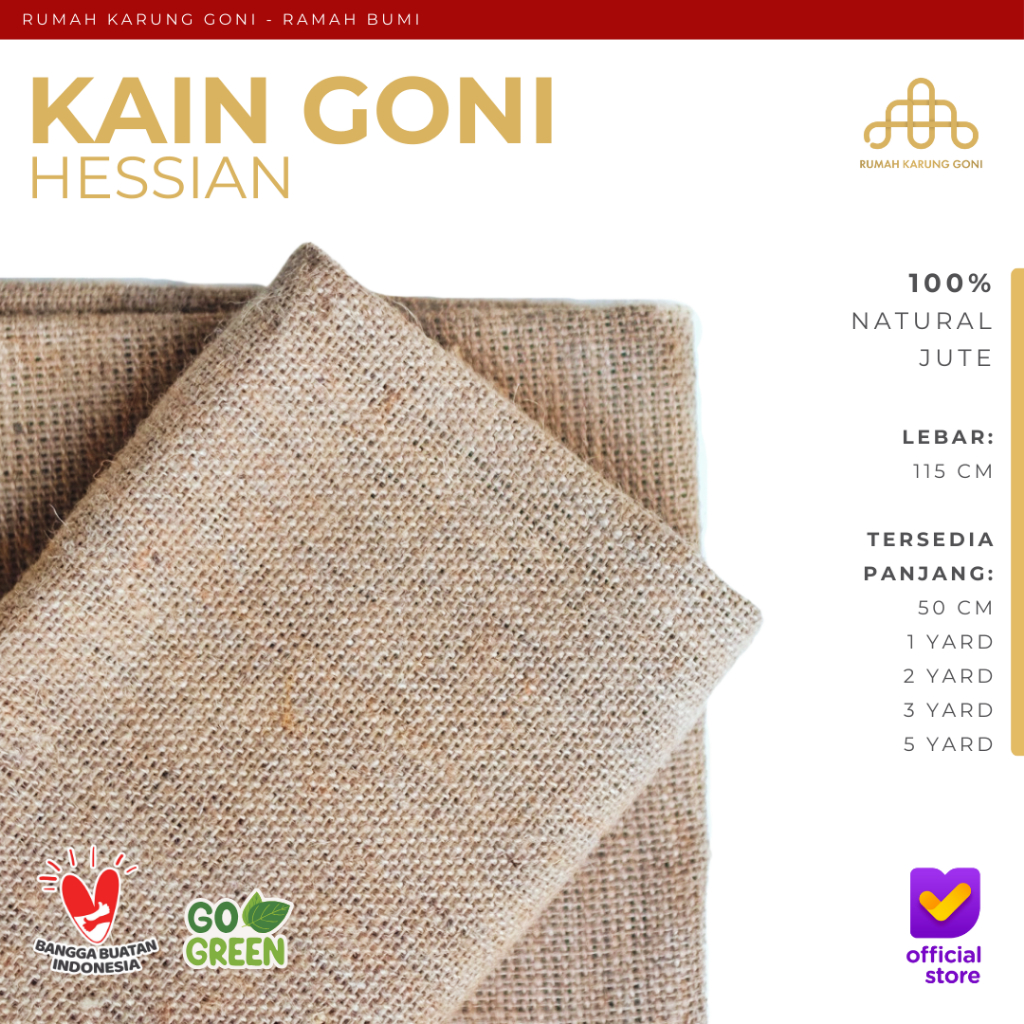 Kain Goni Baru 1 Yard - Burlap Jute Eco Fabric - Bahan Kerajinan Tangan - Material Karung Goni