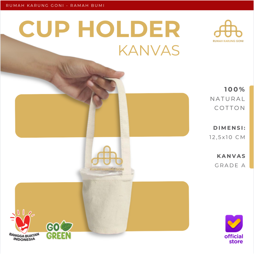 Cup Holder Ramah Lingkungan - Tas Kanvas Minuman - Souvenir Ramah Lingkungan