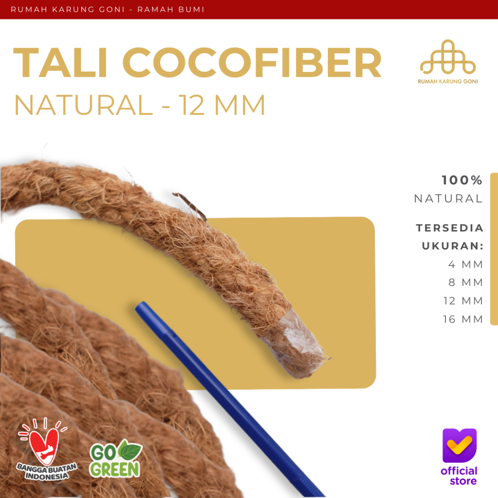 Tali Tambang Sabut Kelapa 12mm Meteran Tali Serabut Kelapa Tali Cocofiber Berkualitas