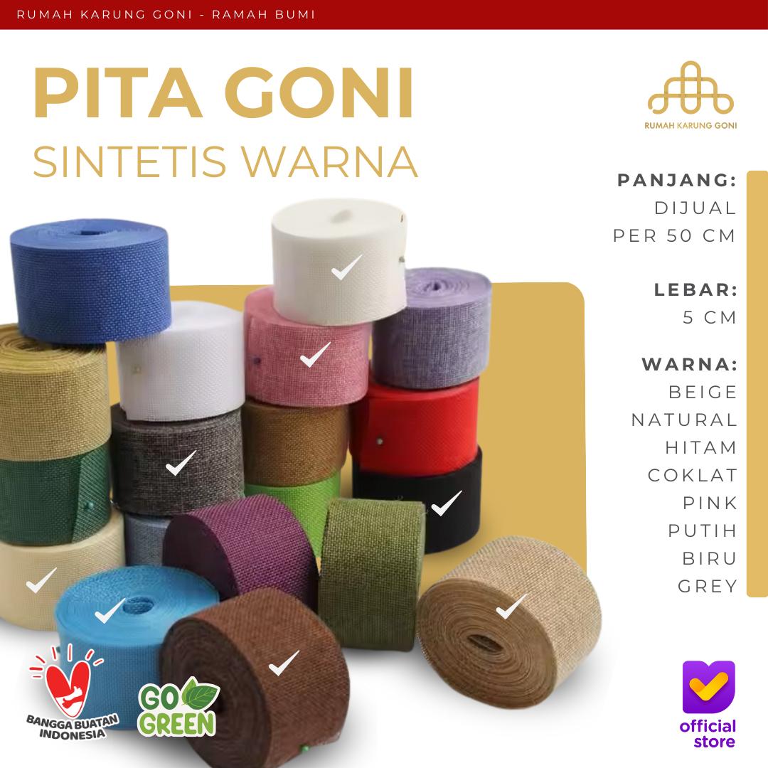 Pita Goni Hemp Warna Lebar 5 cm - Pita Imlek Hampers - Pita Kado - Tali Pita Kain - Pita Souvenir