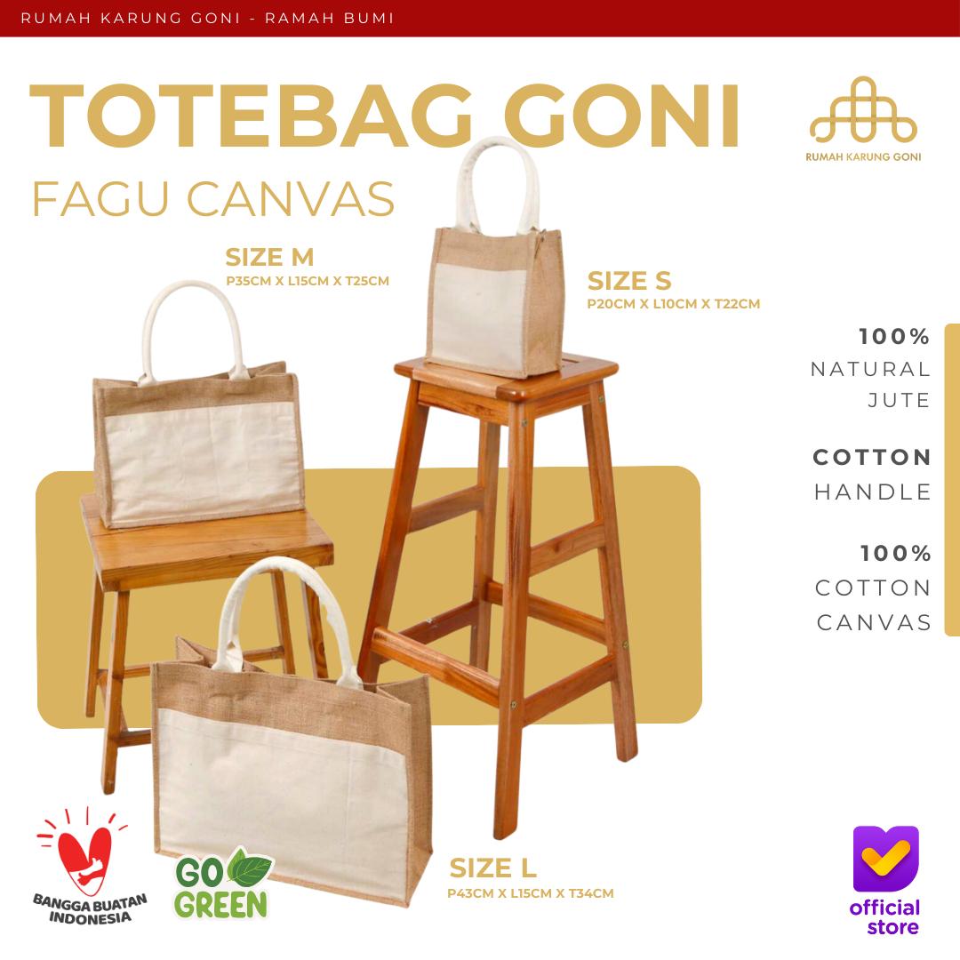 Totebag Fagu Goni Canvas - Tas Goni Wanita Custom Nama – Tas Goni – Burlap Bag - Tas Mini