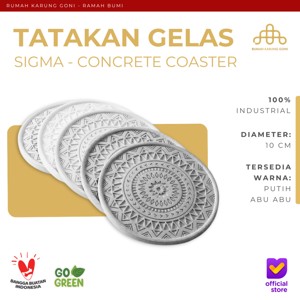 Tatakan Semen Sigma 9 cm - Tatakan Gelas Semen Bulat - Coaster Semen Unik