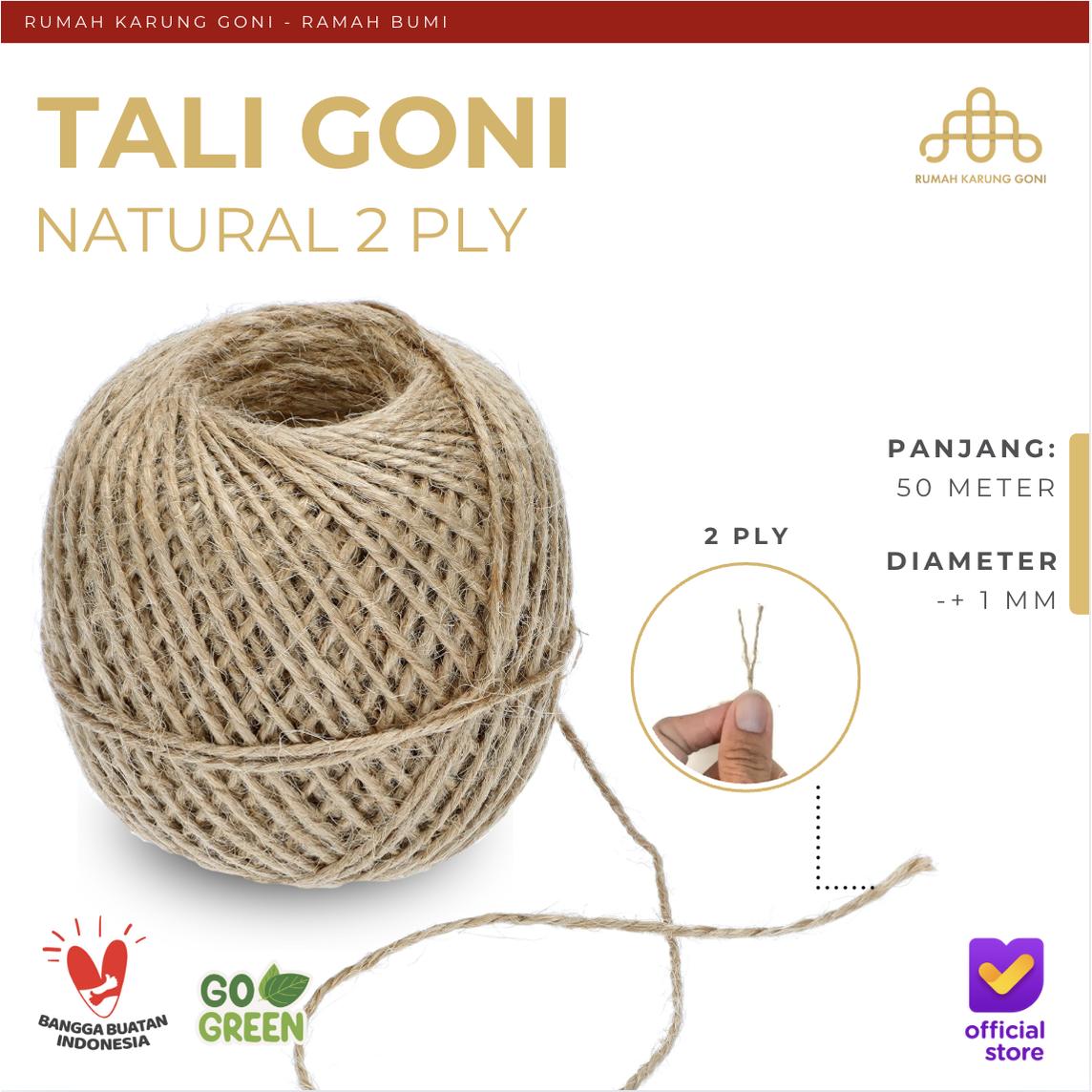 Tali Rami Tali Goni 2 Ply 50 Meter - Tali Rami 1 MM Kerajinan Tangan 50m - Jute Rope - DIY Rope Craft Souvenir