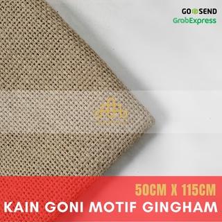 Kain Goni Meteran Motif Gingham-Goni Tenun Gingham - Kain Goni Natural