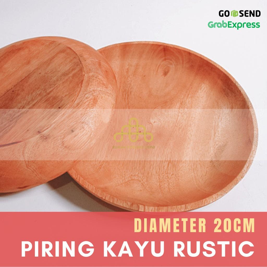 Piring Kayu 20cm Perlengkapan Rumah Rustic – Wooden Plate – Souvenir Ramah Lingkungan