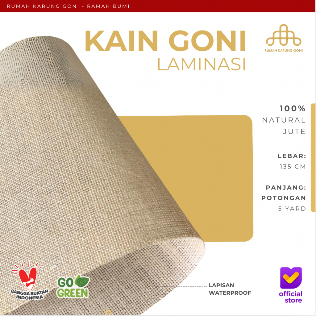 Kain Goni Premium 1 yard - Bahan Kain Karung Goni Baru - LAMINATED WATERPROOF JUTE BAG L 130cm