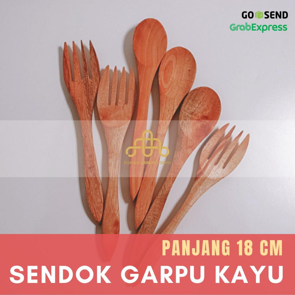 Sendok Garpu Kayu Set 18cm – Sendok Kayu – Garpu Kayu