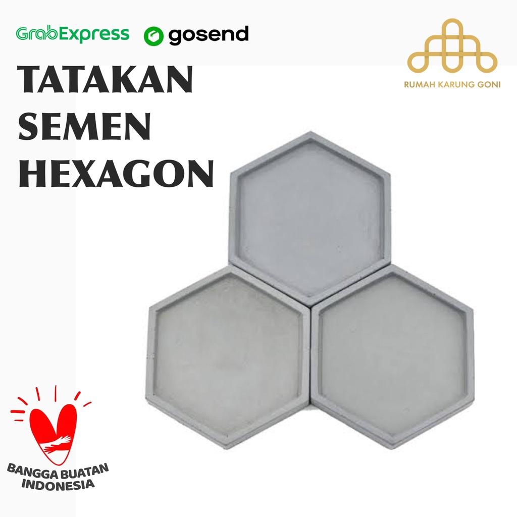 Tatakan Semen Hexagon Segi Enam - Tatakan Pot Semen 10 cm - Concrete Coaster