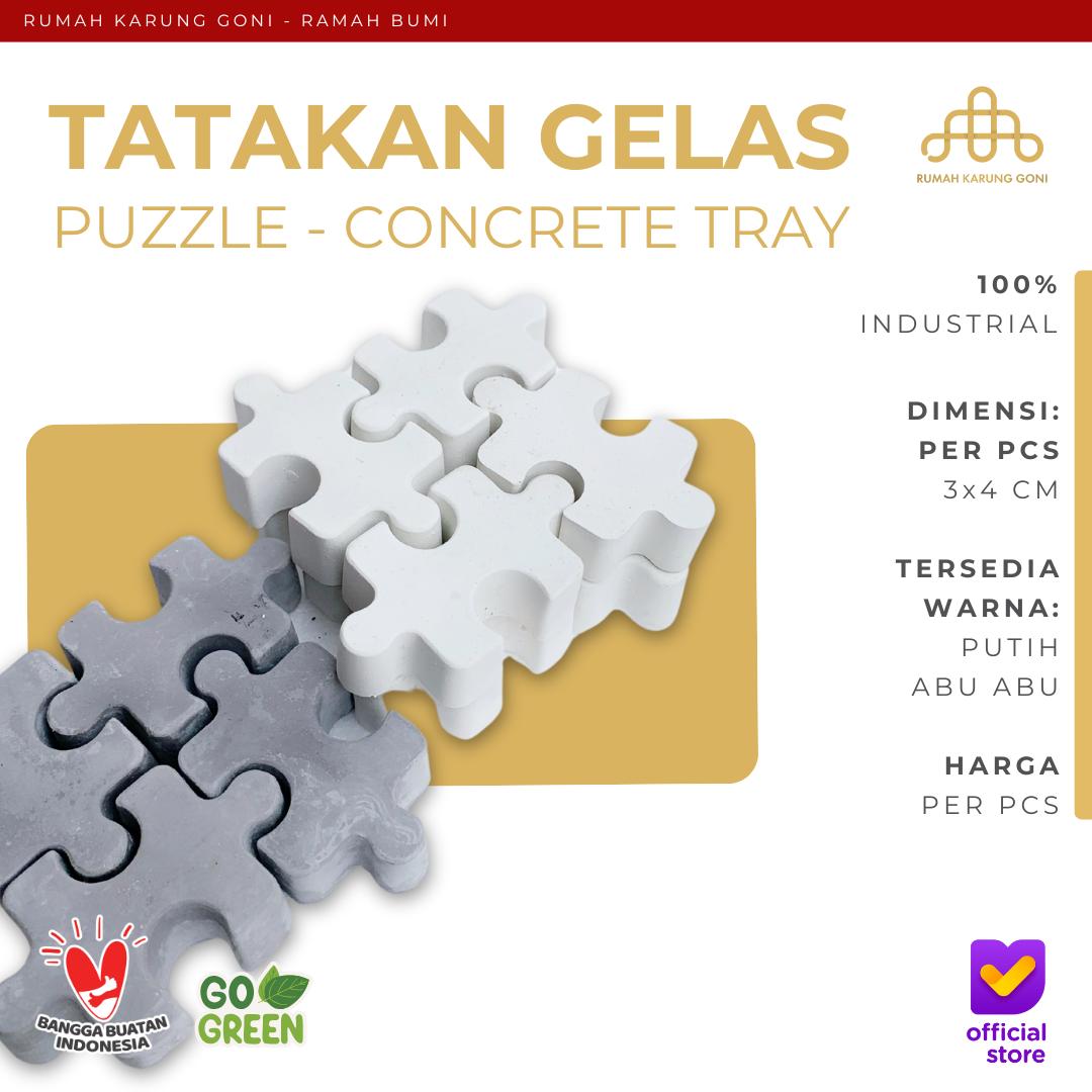Alas Gelas Puzzle Semen - Puzzle Cement Coaster - Dekorasi Kamar Concrete Coaster