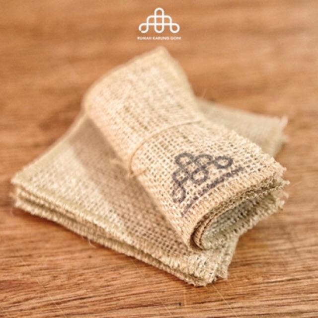 Tatakan Gelas Aesthetic Goni 4pcs Burlap Cup Holder - Tatakan Gelas Goni - Alas Goni Plus Blacu - Tatakan Vas Bunga