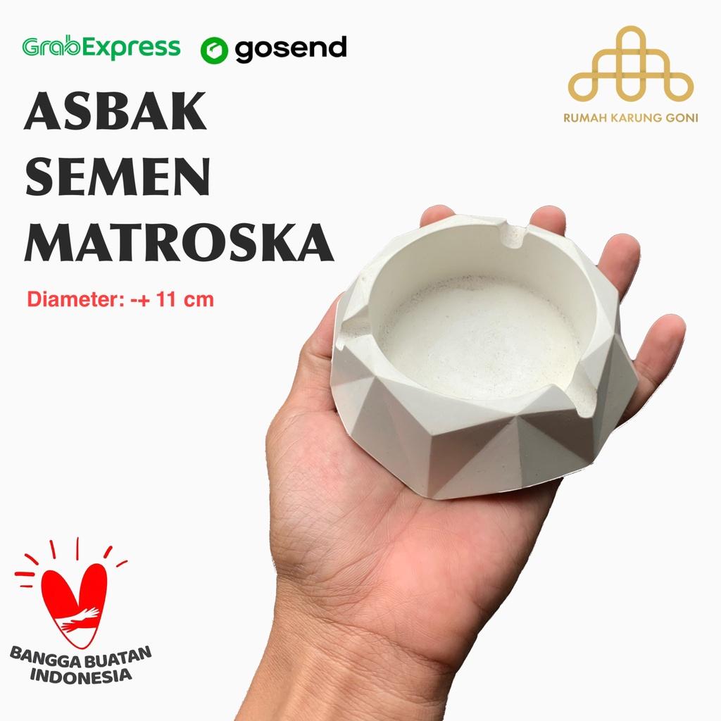 Asbak Semen Matroska Diameter 12 cm - Concrete Ashtray - Asbak Beton