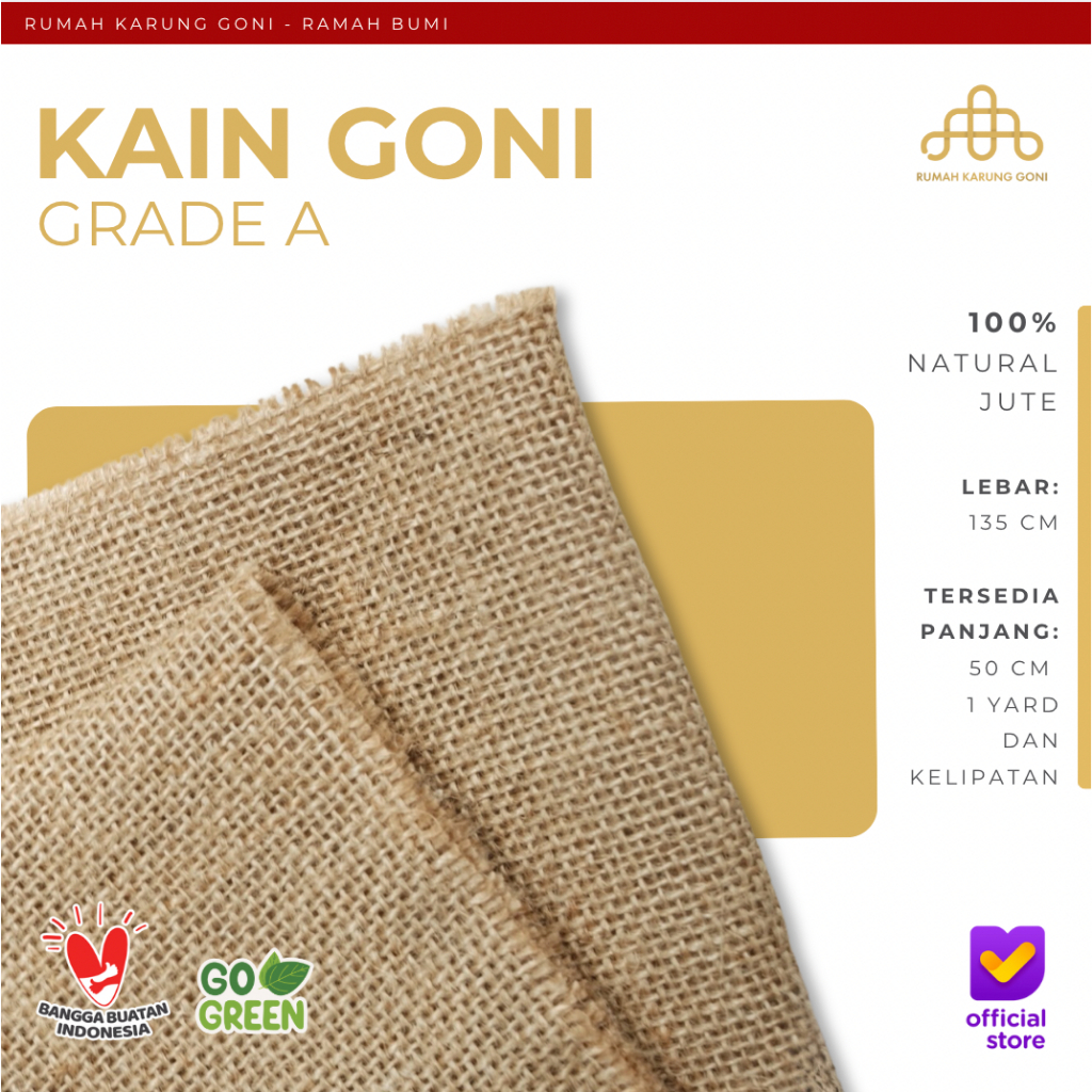 Kain Goni Lokal Grade A - P 91.4 CM x L 135 CM - Bahan Kain Karung Goni - Burlap DIY Craft