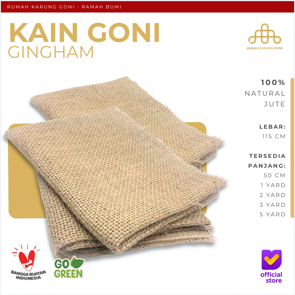 Kain Goni Meteran Motif Gingham - Kain Goni Tenun Gingham - Bahan Karung Goni - Kain Goni Natural